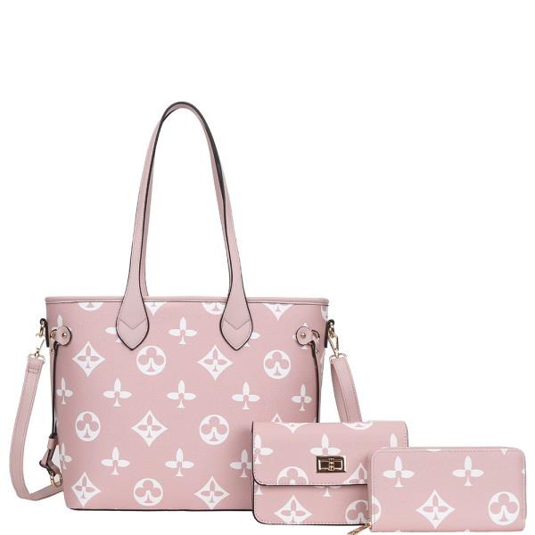 3IN1 PRINT TOTE BAG W CROSSBODY AND WALLET SET