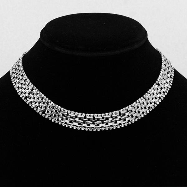 WOVEN LIN RHINESTONE METAL NECKLACE