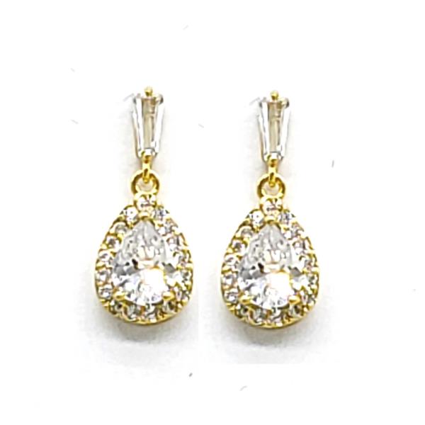 CZ BAR POST TEARDROP DANGLE CZ EARRING