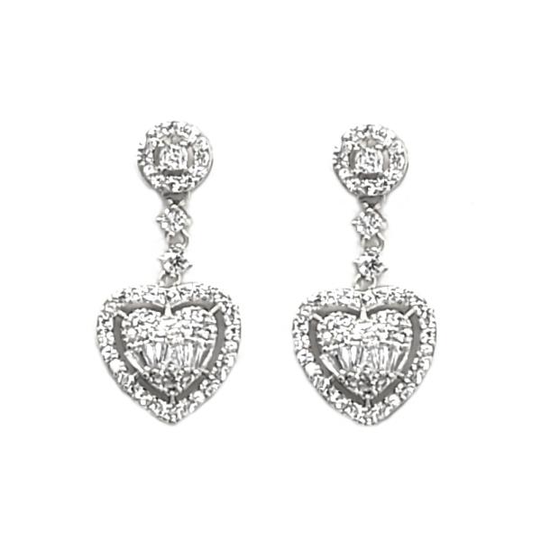 CZ HEART DANGLE EARRING