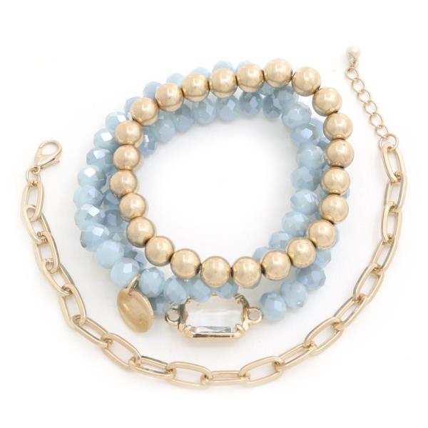 CRYSTAL BEAD LINK 4 PC BRACELET SET