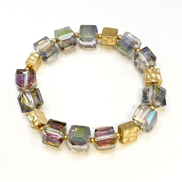 CUBE SQUARE BEAD STRETCH BRACELET