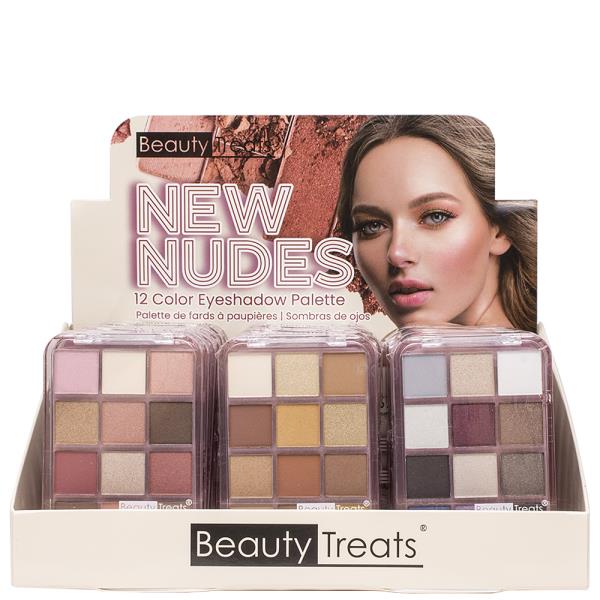 BEAUTY TREATS NEW NUDES 12 COLOR EYESHADOW PALETTE (24 UNITS)