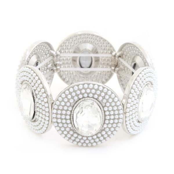 ROUND OVAL RHINESTONE METAL BRACELET