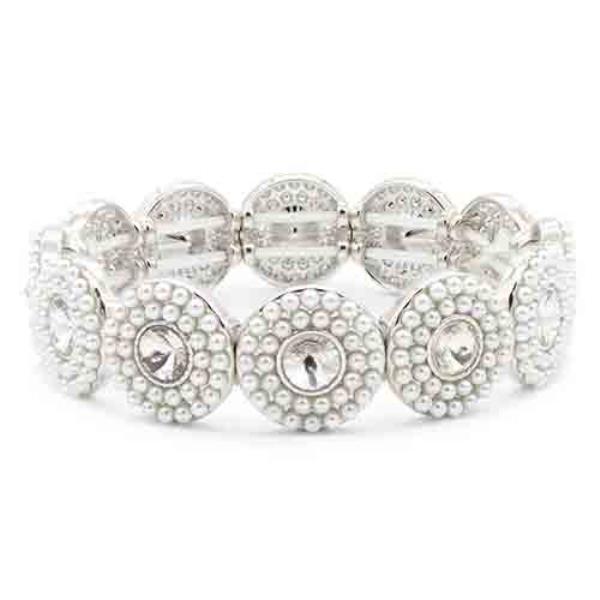 WHITE COLOR BEAD STRETCH BRACELET