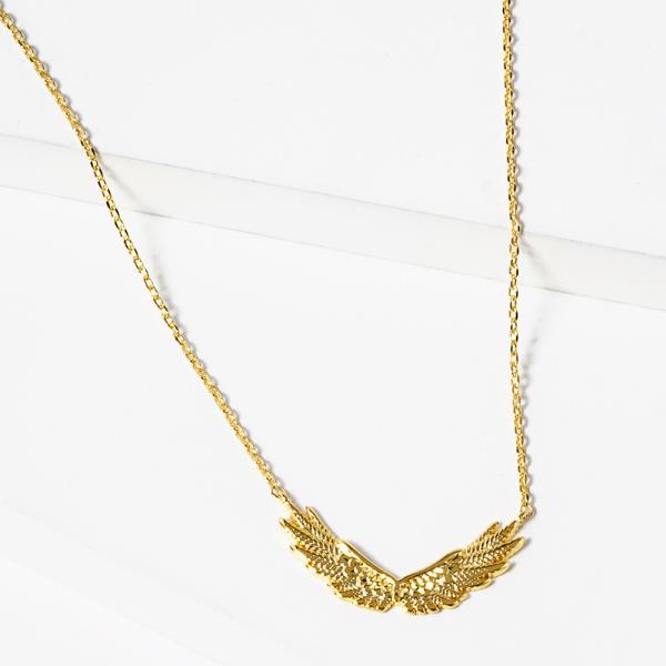 18K GOLD RHODIUM DIPPED WINGS OF LOVE & HOPE NECKLACE