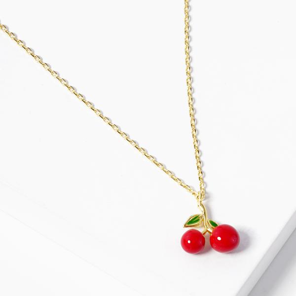 18K GOLD RHODIUM DIPPED CHERRY-ISH NECKLACE