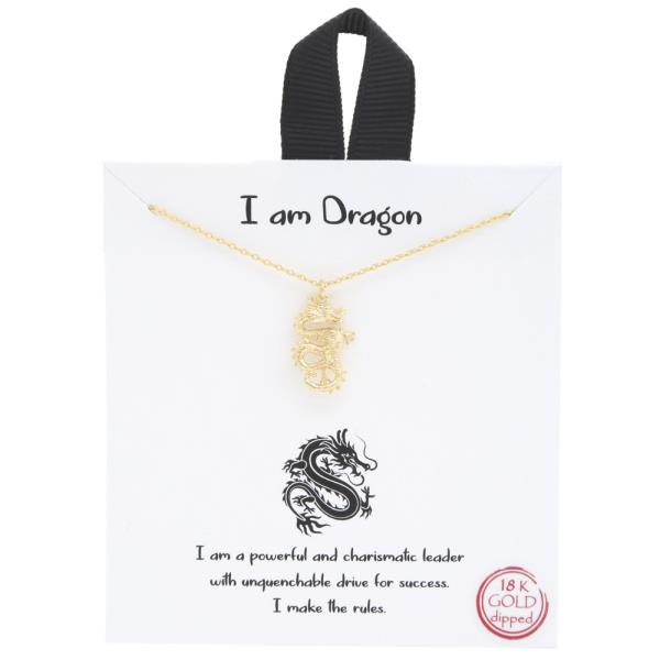 18K GOLD RHODIUM DIPPED I AM DRAGON NECKLACE