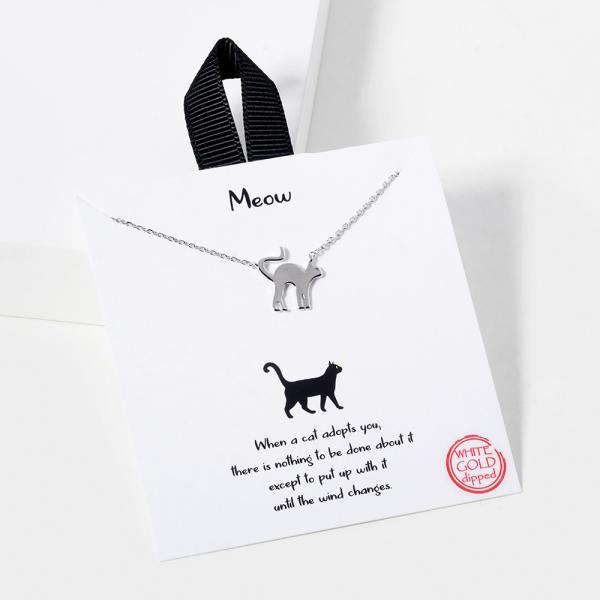18K GOLD RHODIUM DIPPED MEOW NECKLACE