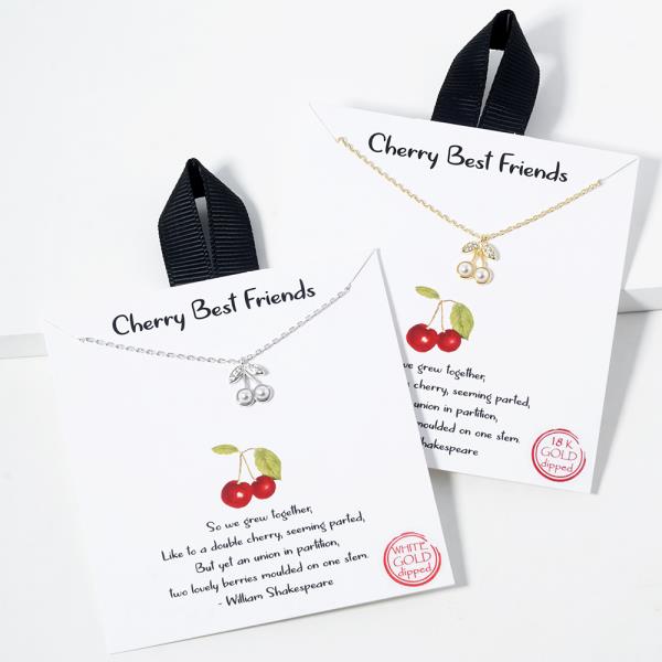 18K GOLD RHODIUM DIPPED CHERRY BEST FRIENDS NECKLACE