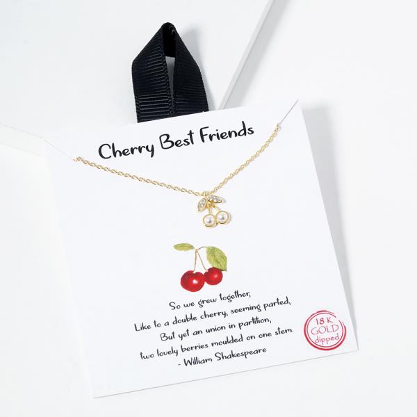 18K GOLD RHODIUM DIPPED CHERRY BEST FRIENDS NECKLACE