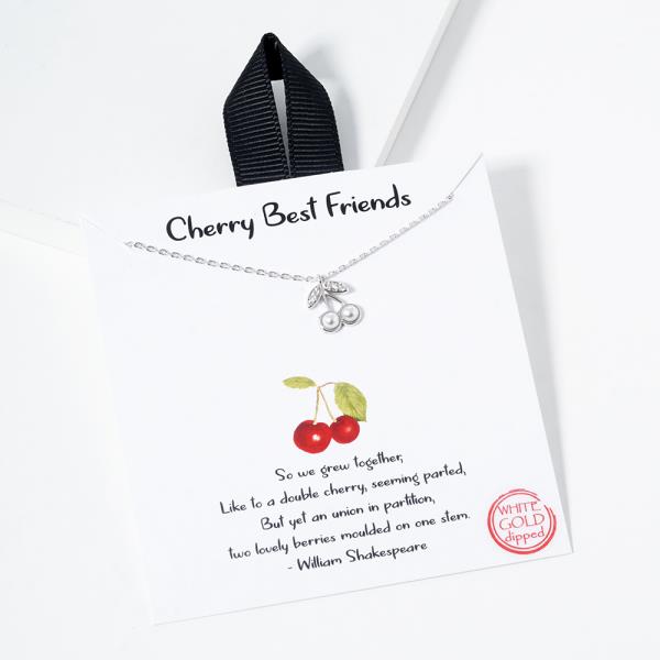 18K GOLD RHODIUM DIPPED CHERRY BEST FRIENDS NECKLACE