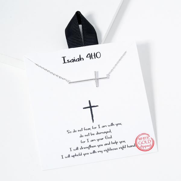 18K GOLD RHODIUM DIPPED ISAIAH 41:10 NECKLACE