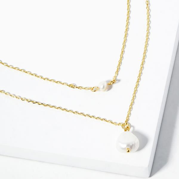 18K GOLD RHODIUM DIPPED NO GIRL, NO PEARL NECKLACE