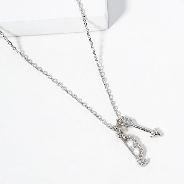 18K GOLD RHODIUM DIPPED  BOW AND ARROW "AIM HIGH" NECKLACE