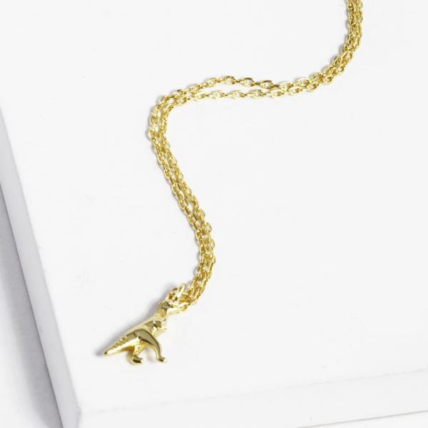 GOLD DIPPED DINOSAUR METAL CHAIN NECKLACE