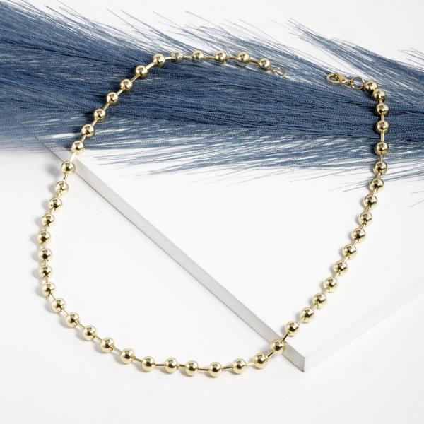 GOLD DIPPED BALL METAL CHAIN NECKLACE