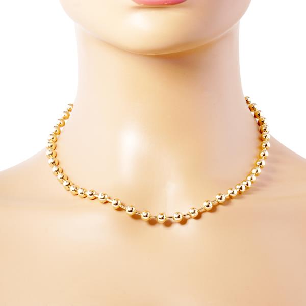 GOLD DIPPED BALL METAL CHAIN NECKLACE
