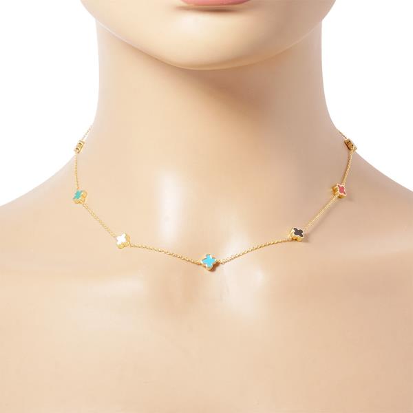 DAINTY CLOVER CHARM PAPERCLIP LINK GOLD DIPPED NECKLACE