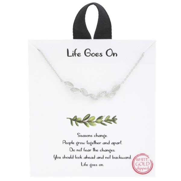 18K GOLD RHODIUM DIPPED LIFE GOES ON LEAVES NECKLACE