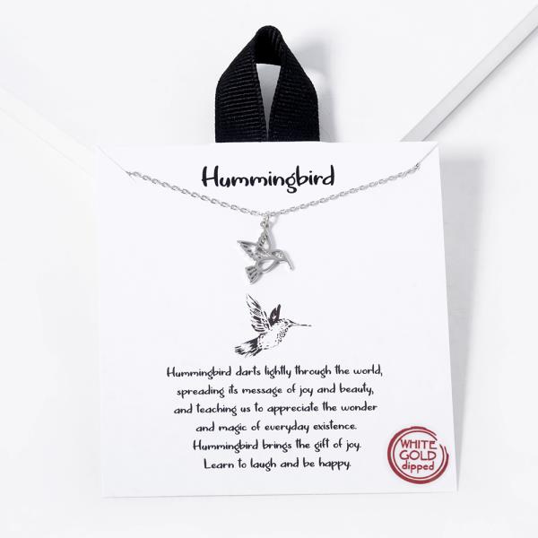 18K GOLD RHODIUM DIPPED HUMMINGBIRD NECKLACE