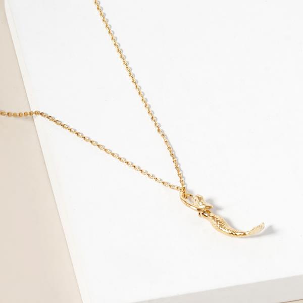 18K GOLD RHODIUM DIPPED MERMAID WISDOM NECKLACE