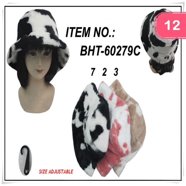 COW FAUX FUR BUCKET HAT (12 UNITS)