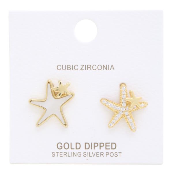 STAR CZ GOLD DIPPED EARRING