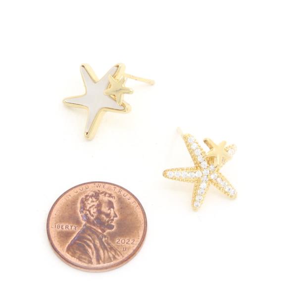 STAR CZ GOLD DIPPED EARRING
