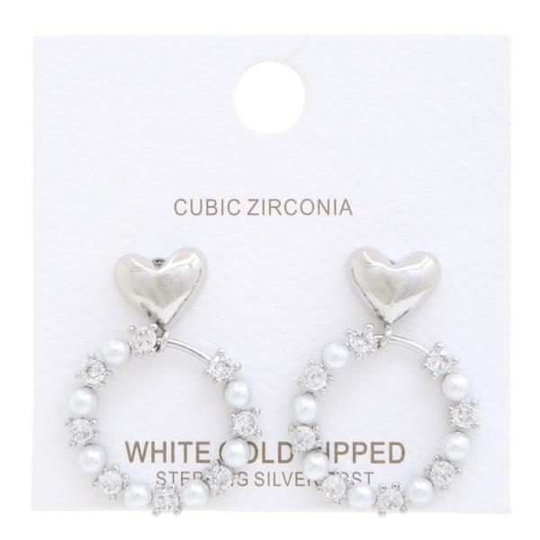 HEART PEAR BEAD CZ GOLD DIPPED EARRING