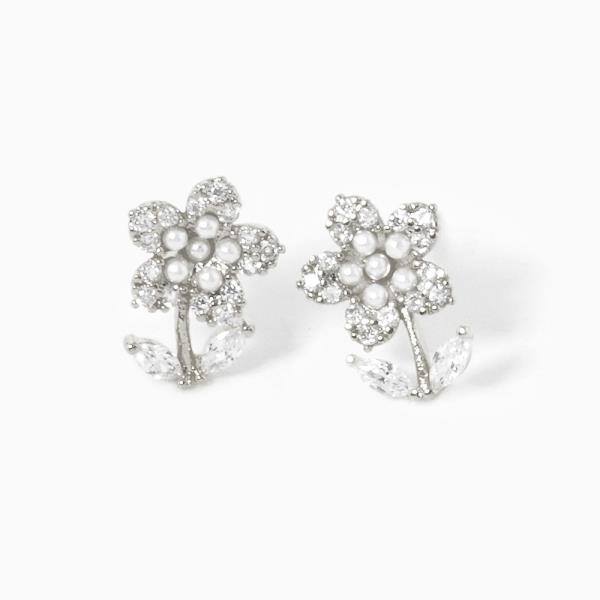 DAINTY FLOWER CZ GOLD DIPPED EARRING