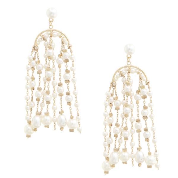 PEARL BEAD STRAND DANGLE EARRING