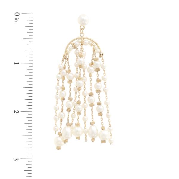 PEARL BEAD STRAND DANGLE EARRING