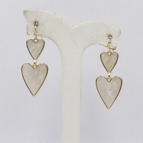 ACRYLIC SHELL HEART DANGLING EARRING