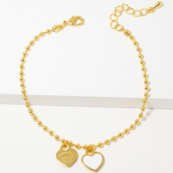 DOUBLE HEART BEADED GOLD DIPPED BRACELET