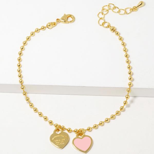 DOUBLE HEART BEADED GOLD DIPPED BRACELET