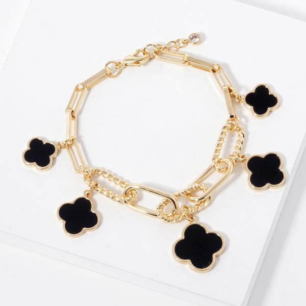 GOLD DIPPED FLOWER CHARM BRACELET