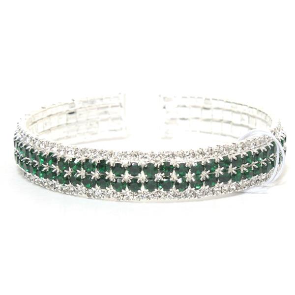 4 LINE RHINESTONE FLEXIBLE CUFF BRACELET