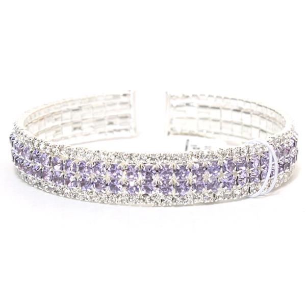 4 LINE RHINESTONE FLEXIBLE CUFF BRACELET