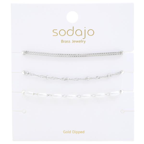 SODAJO PEARL BEAD ASSORTED GOLD DIPPED BRACELET SET