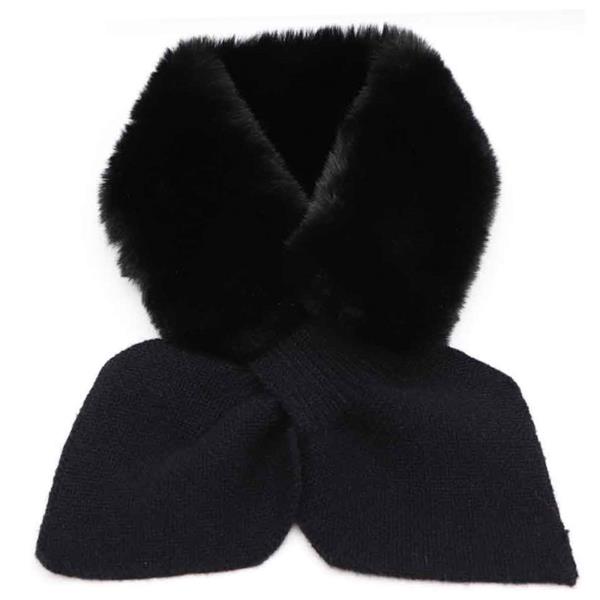 PULL THROUGH KNIT FAUX FUR STOLE SCARF WRAP