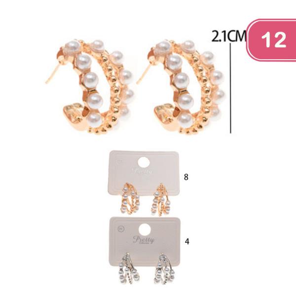 FASHION DOUBLE LAYER PEARL EARRING (12UNITS)