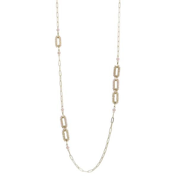 BEADED LINK STATIONARY LONG NECKLACE