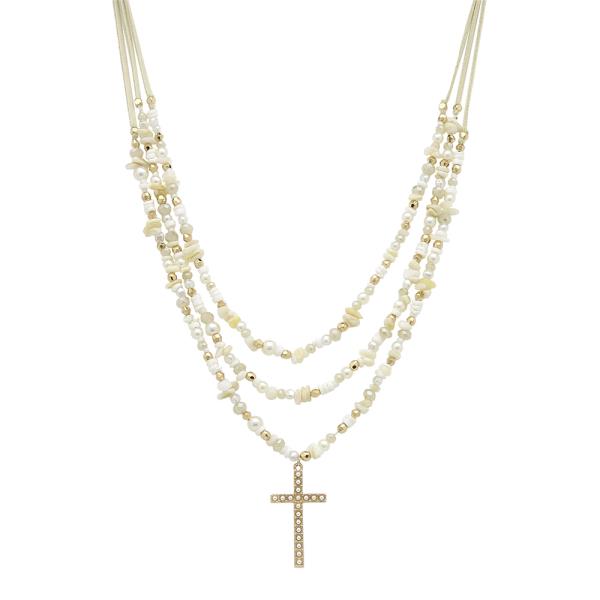 LAYERED NECKLACE WITH CROSS NECKLACE