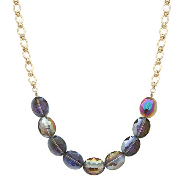 OVAL GLASS AND CHAIN NECKLACE