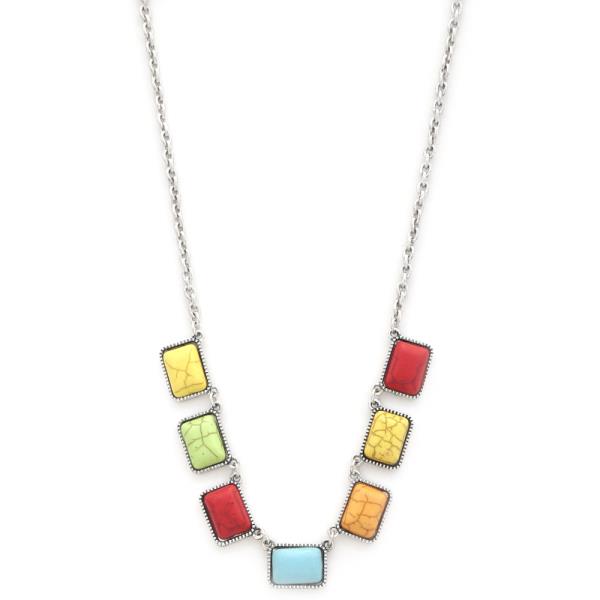 RECTANGLE TURQUOISE LINK NECKLACE