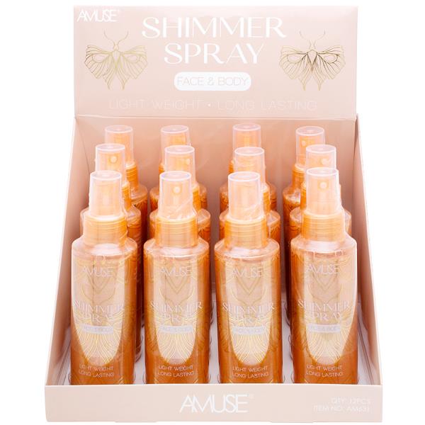 AMUSE COSMETICS FACE AND BODY SHIMMER SPRAY (12 UNITS)