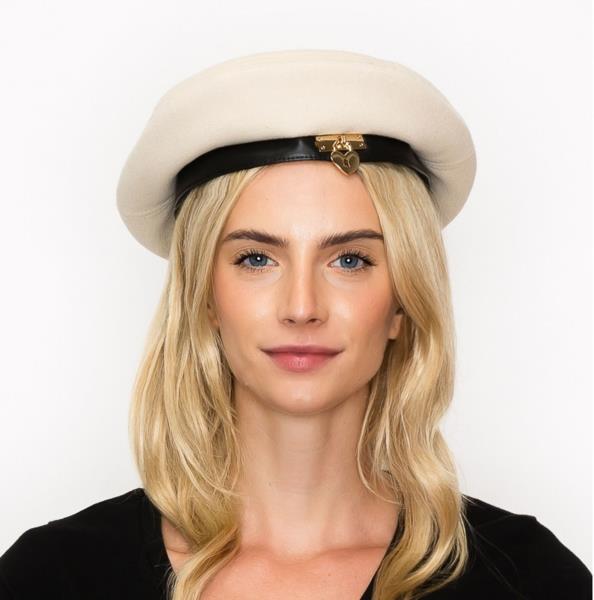 ELEGANT HEART LOCK BERET BRITISH VINTAGE HAT