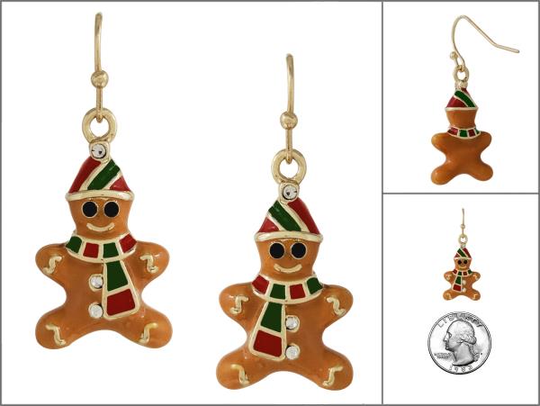 CHRISTMAS GINGERBREAD MAN DANGLE EARRING