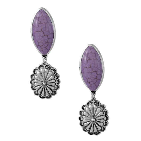 FLOWER MARQUISE SHAPE DANGLE EARRING